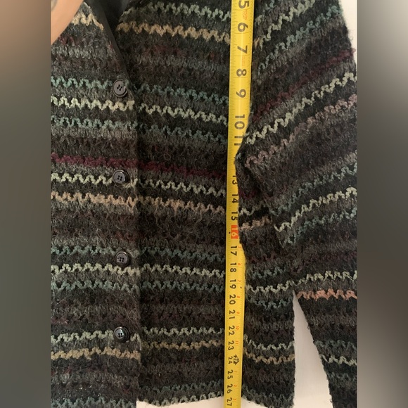 First Option Multicolor Zigzag Knit Sz L Long Sleeve Jacket Cardigan USA 91A261 - Picture 9 of 12